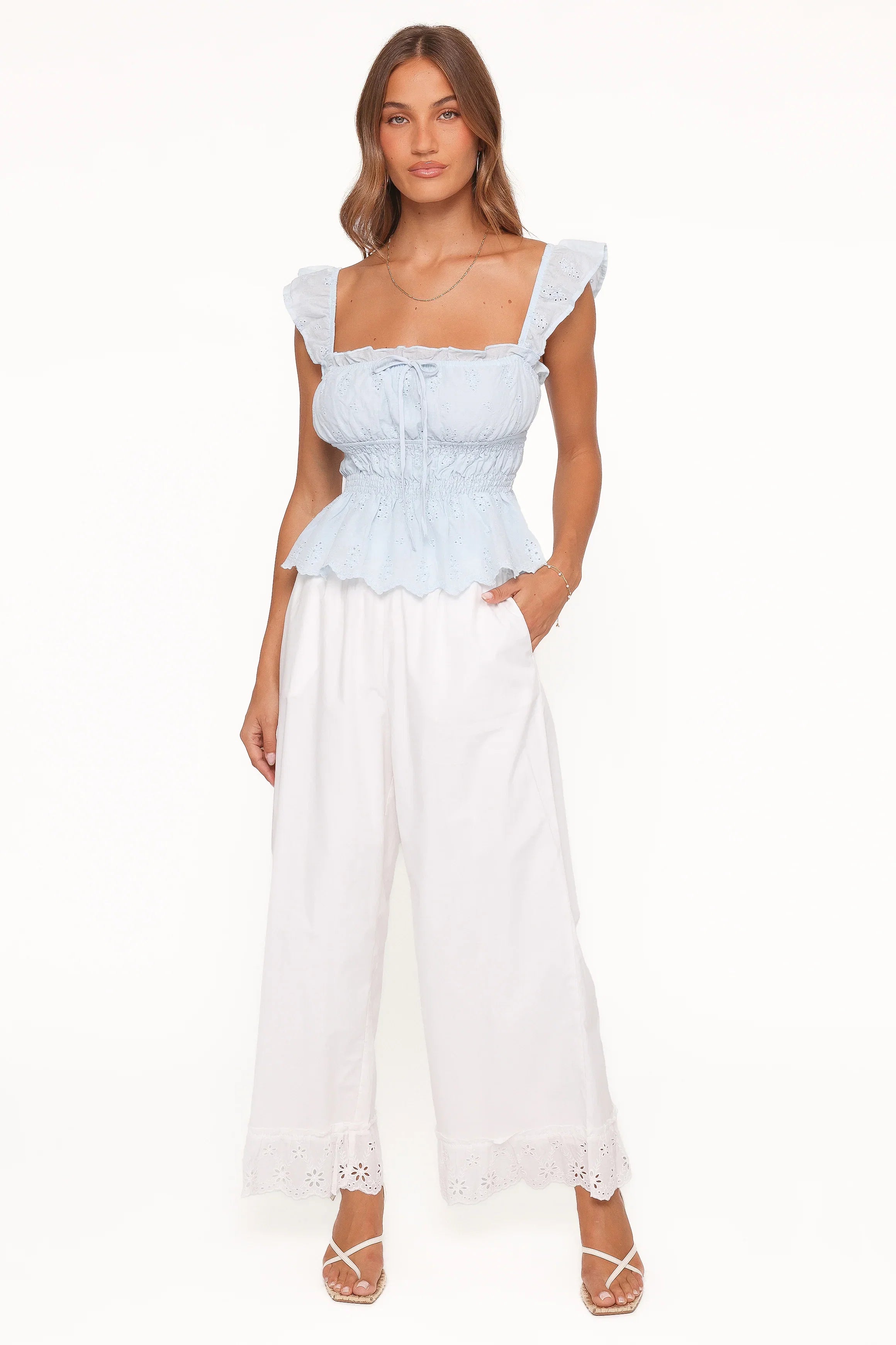 Melissa Peplum Top Pale Blue