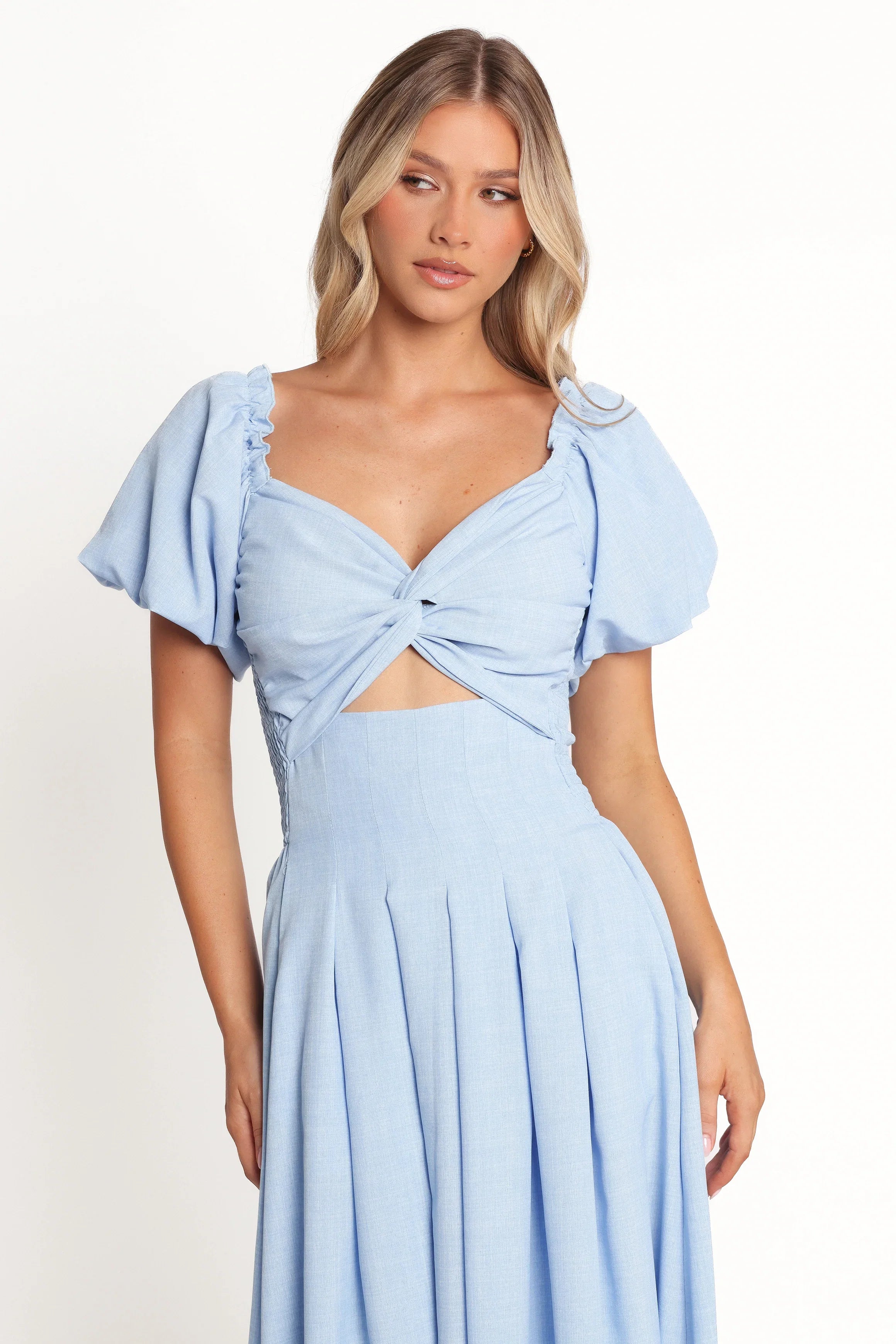 Cintra Puff Sleeve Maxi Dress Blue
