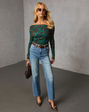 Ashen Lark Flocked Off The Shoulder Top