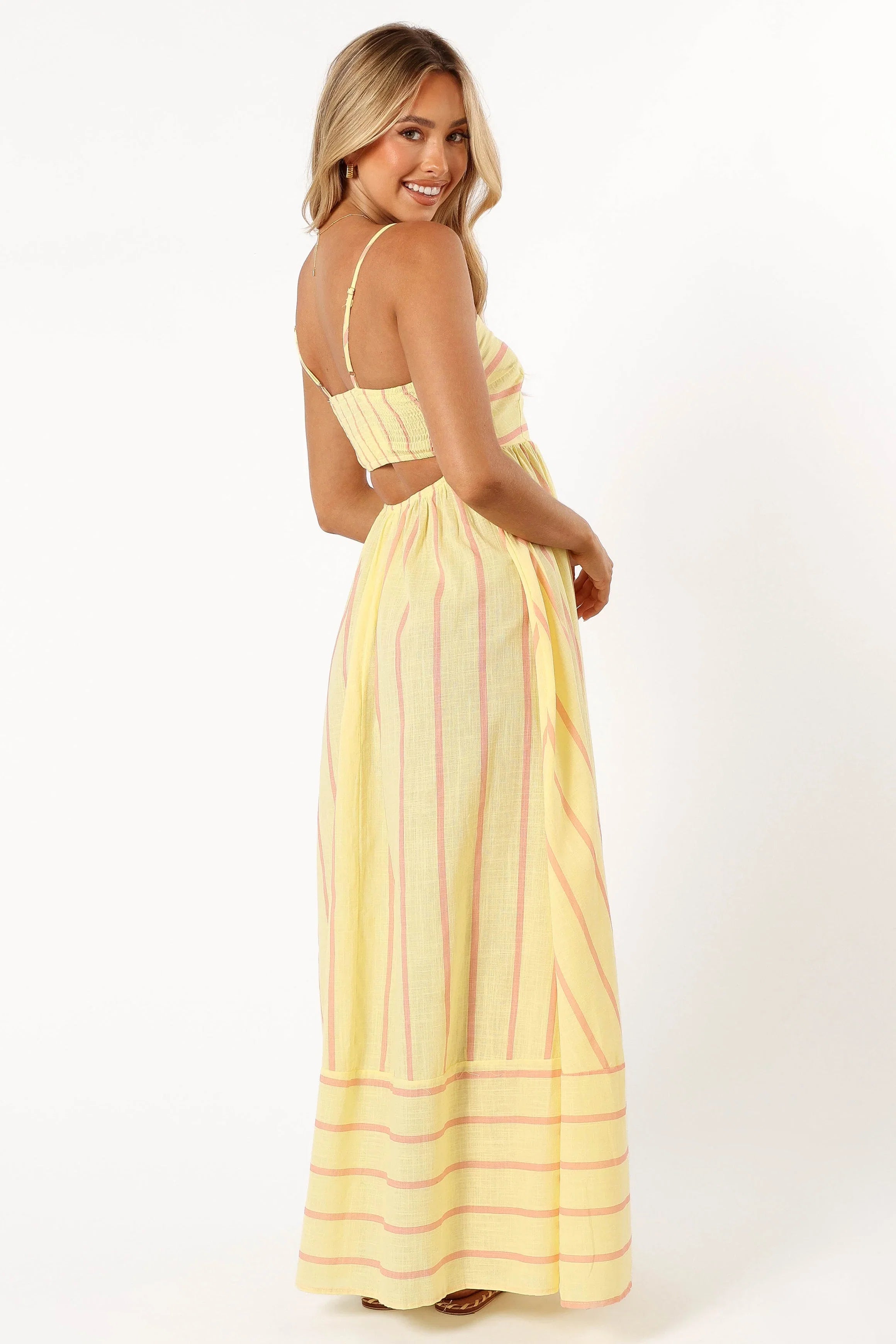 Pixie Maxi Dress Yellow Pink Stripe