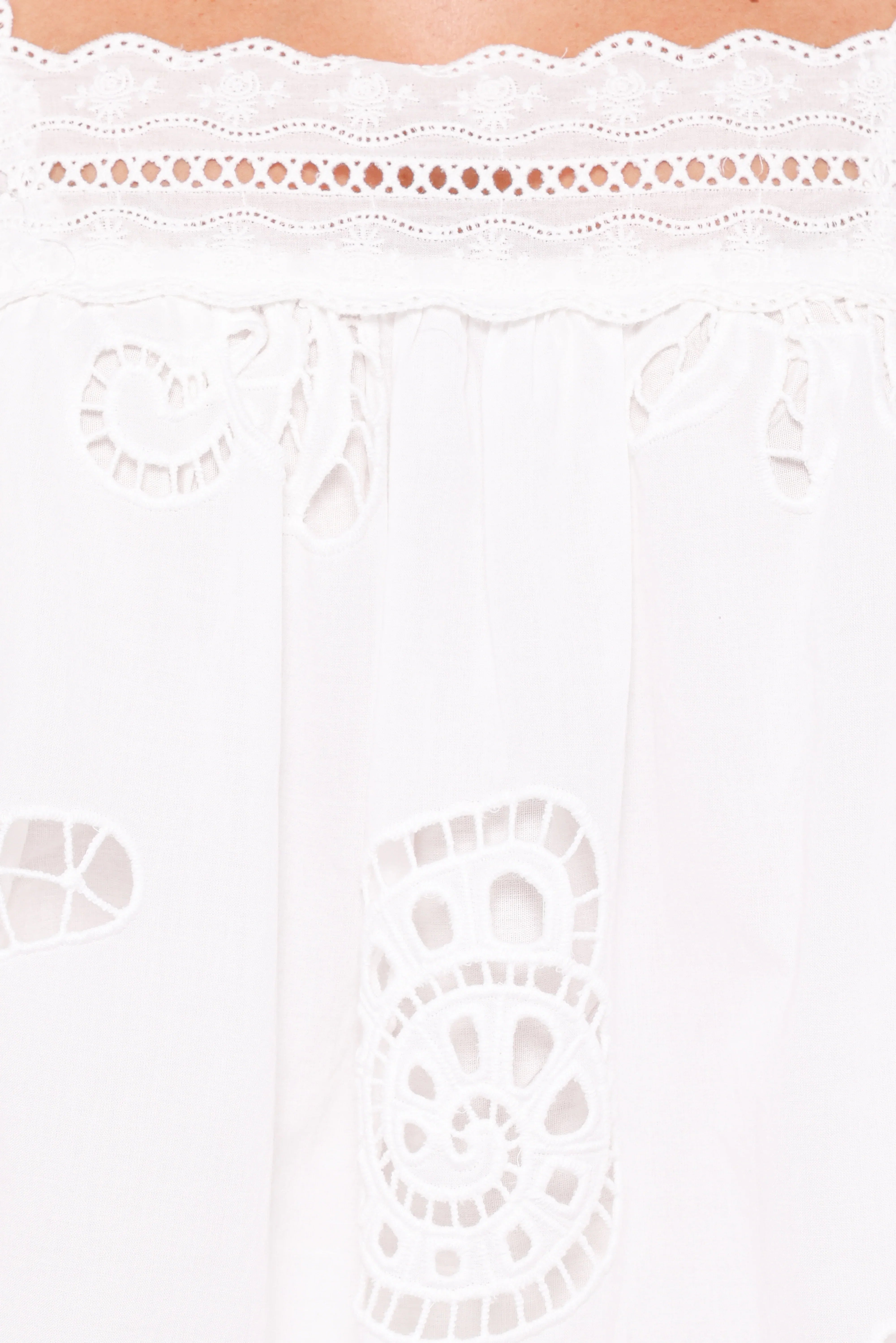 Aideen Eyelet Top White Shell