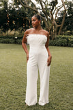 Louise Feather Trim Jumpsuit White