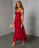 Firelight Muse Pleated Midi Dress