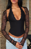 Never Walk Alone Long Sleeve Bustier Black