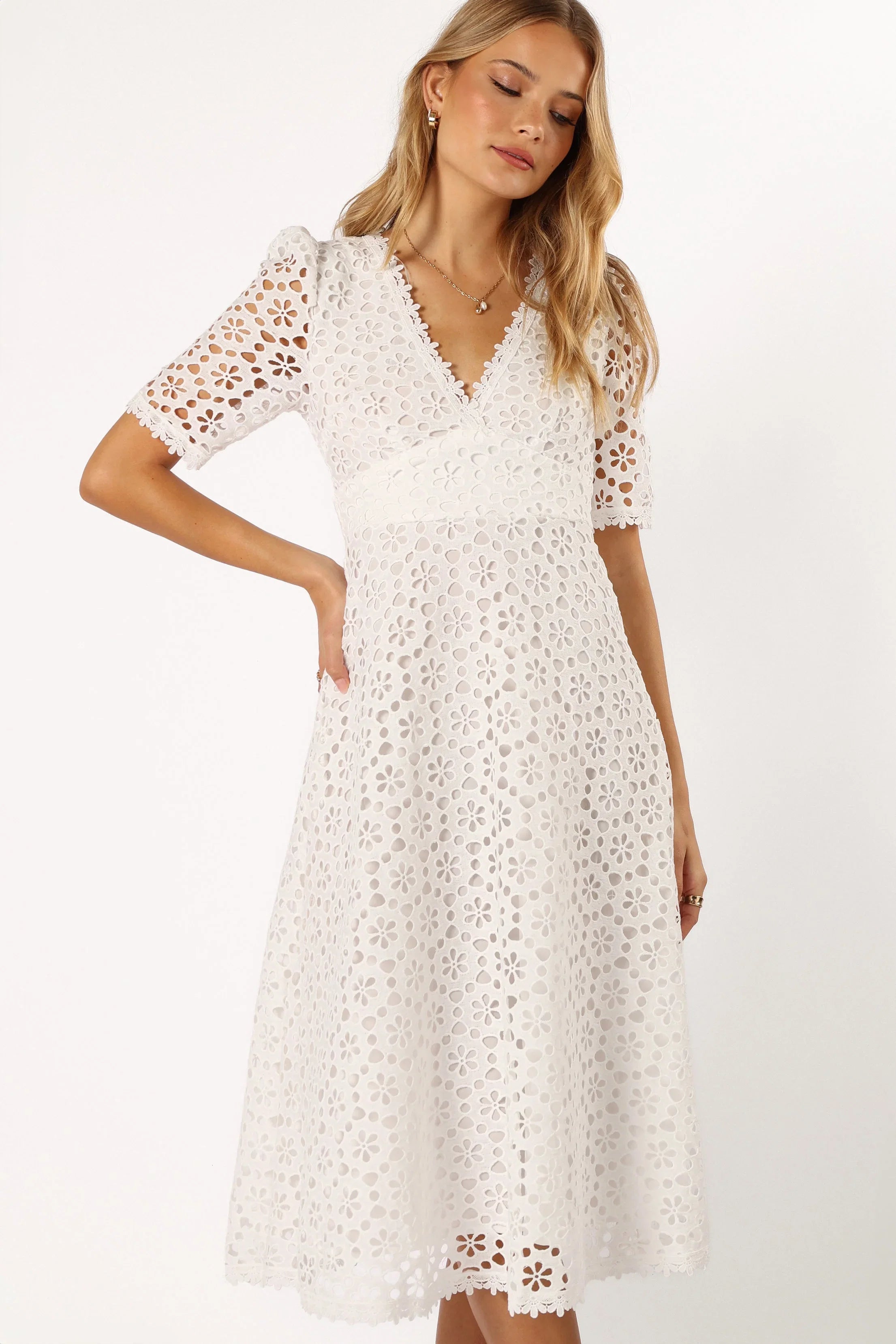 Camellia Midi Dress White