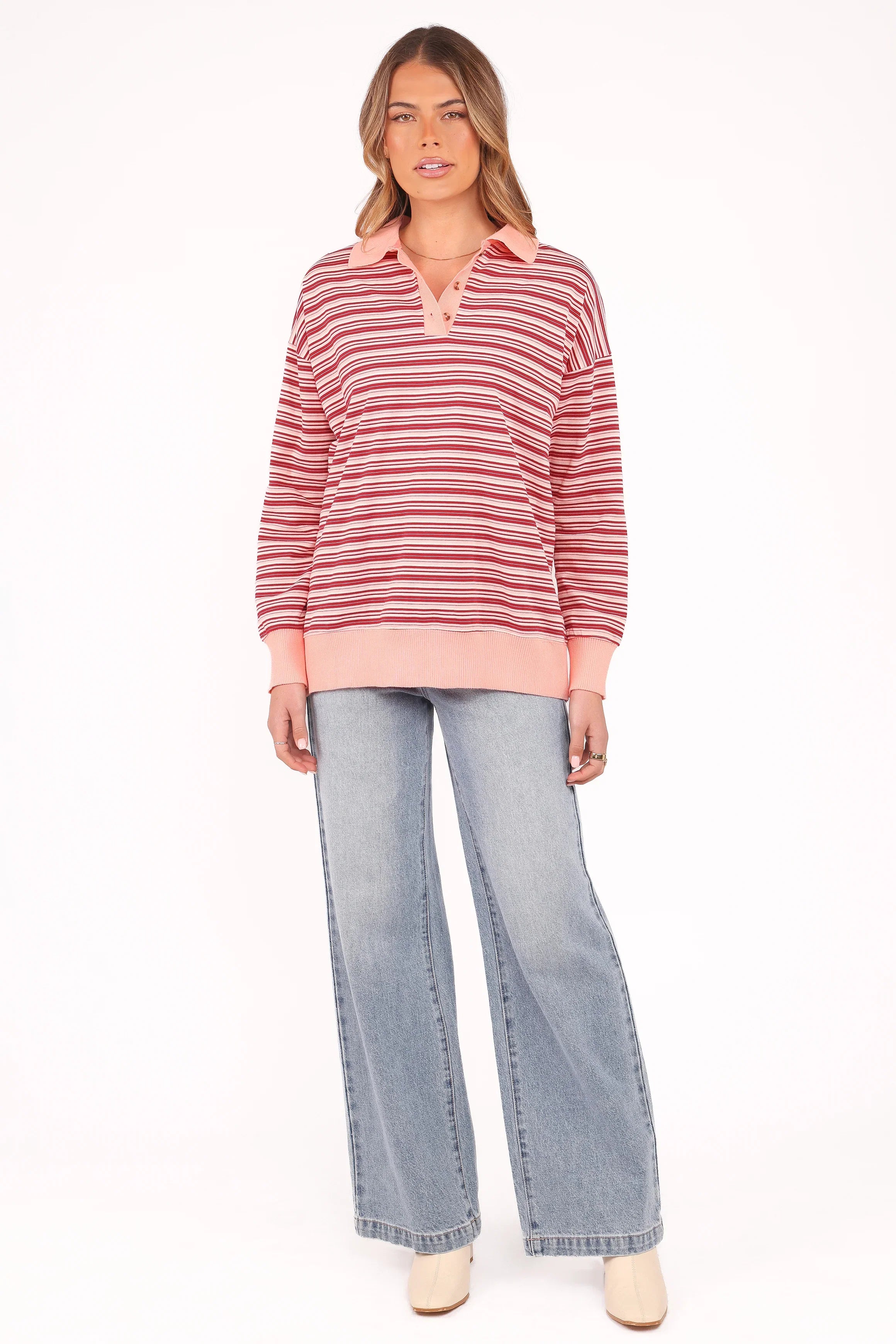 Beau Long Sleeve Jersey Top Pink Stripe