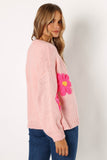 Clementine Flower Embroidered Open Front Cardigan Pink
