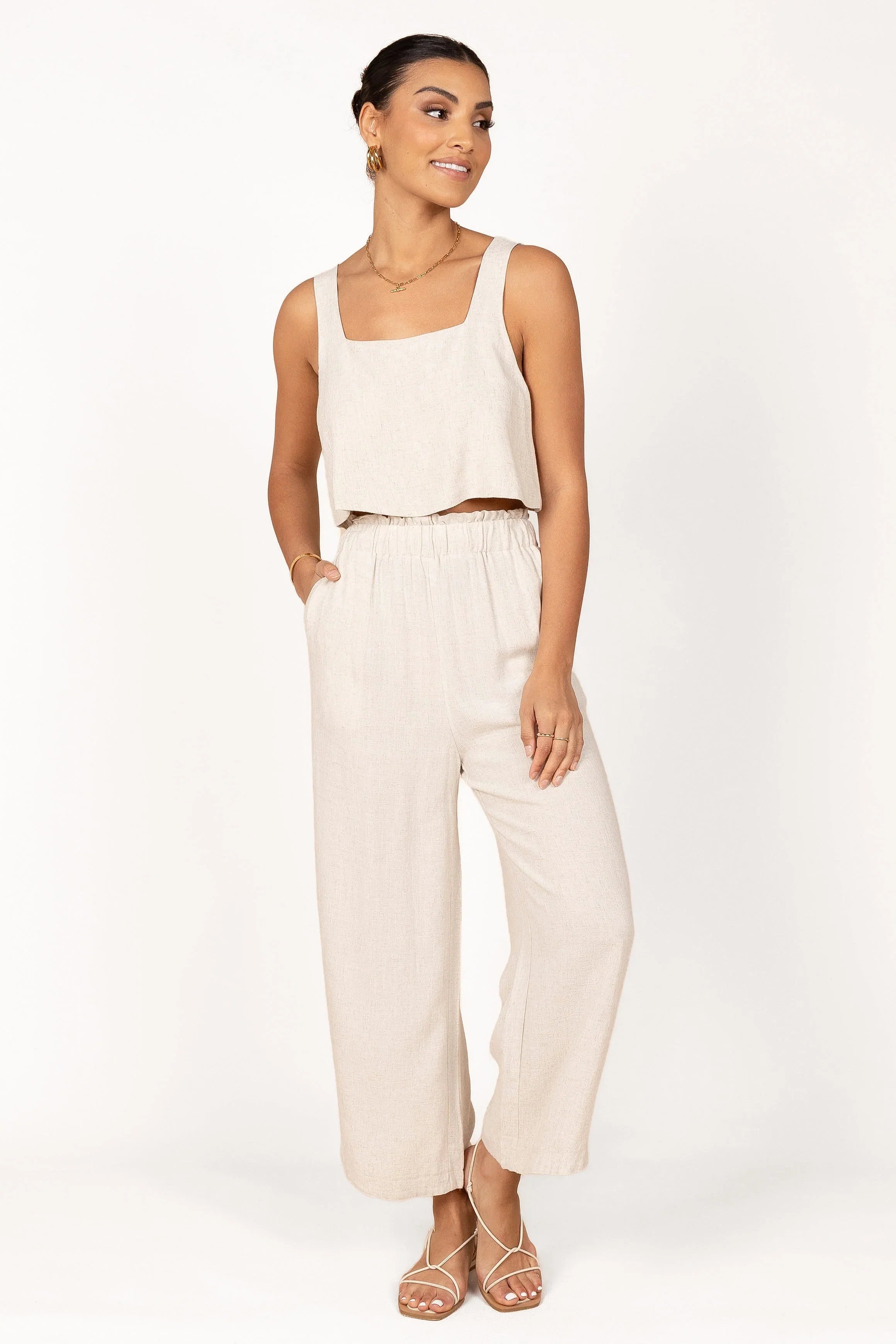Eleanor High Waisted Pants Beige