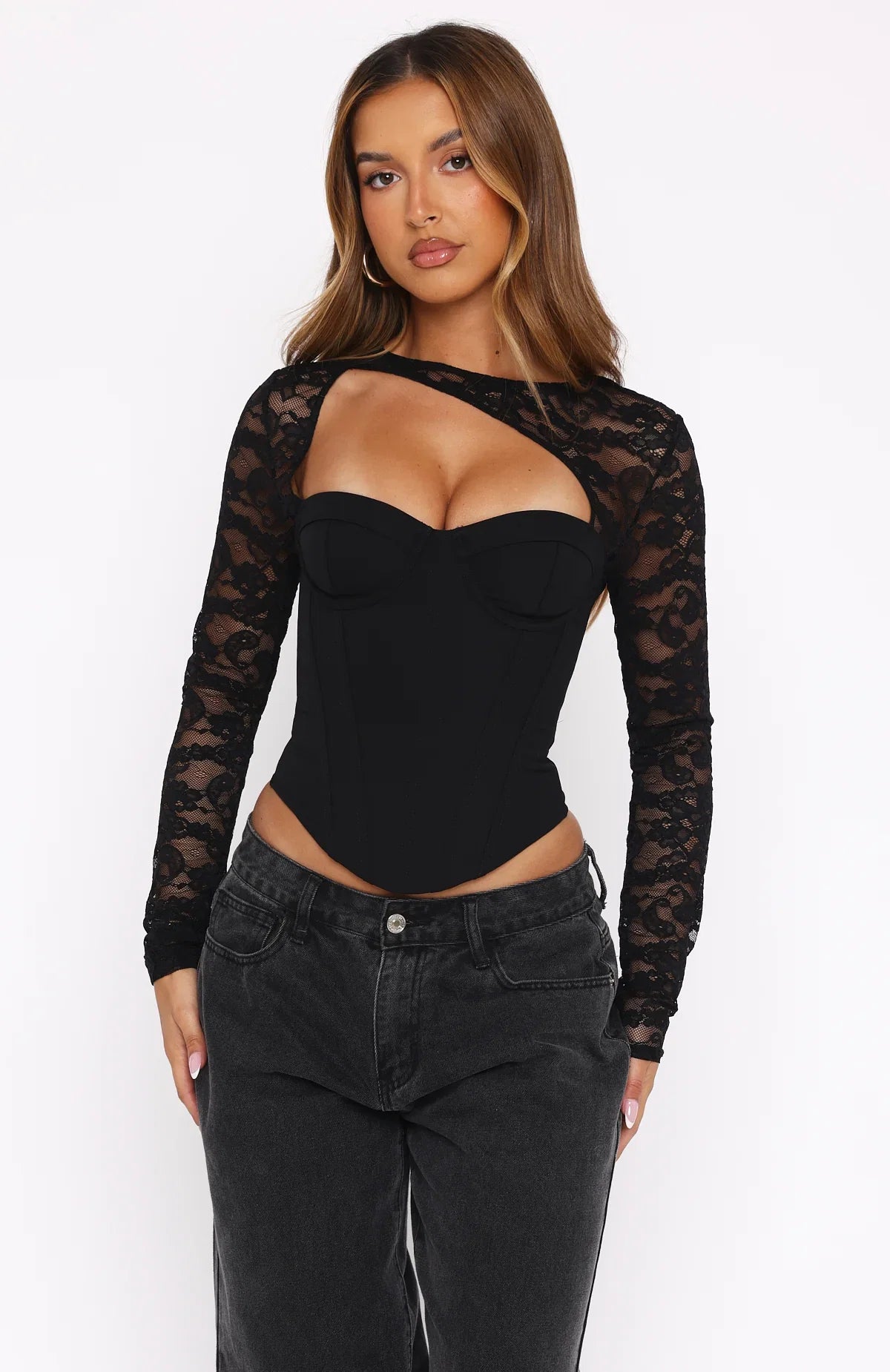 Boys Cry Long Sleeve Bustier Black