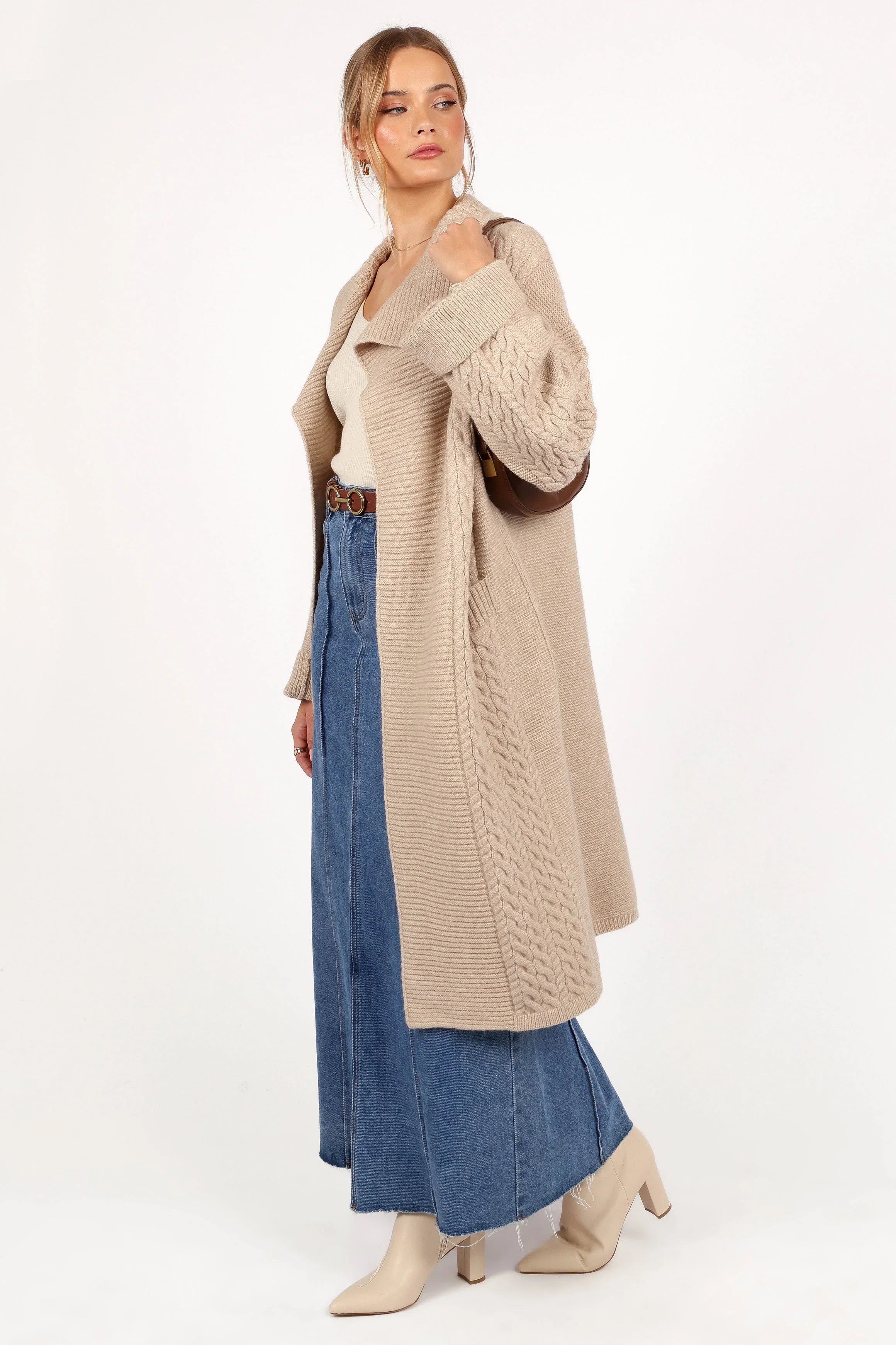 Soma Oversized Open Front Cardigan Beige