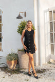 Velvette Mini Button Down Dress Black
