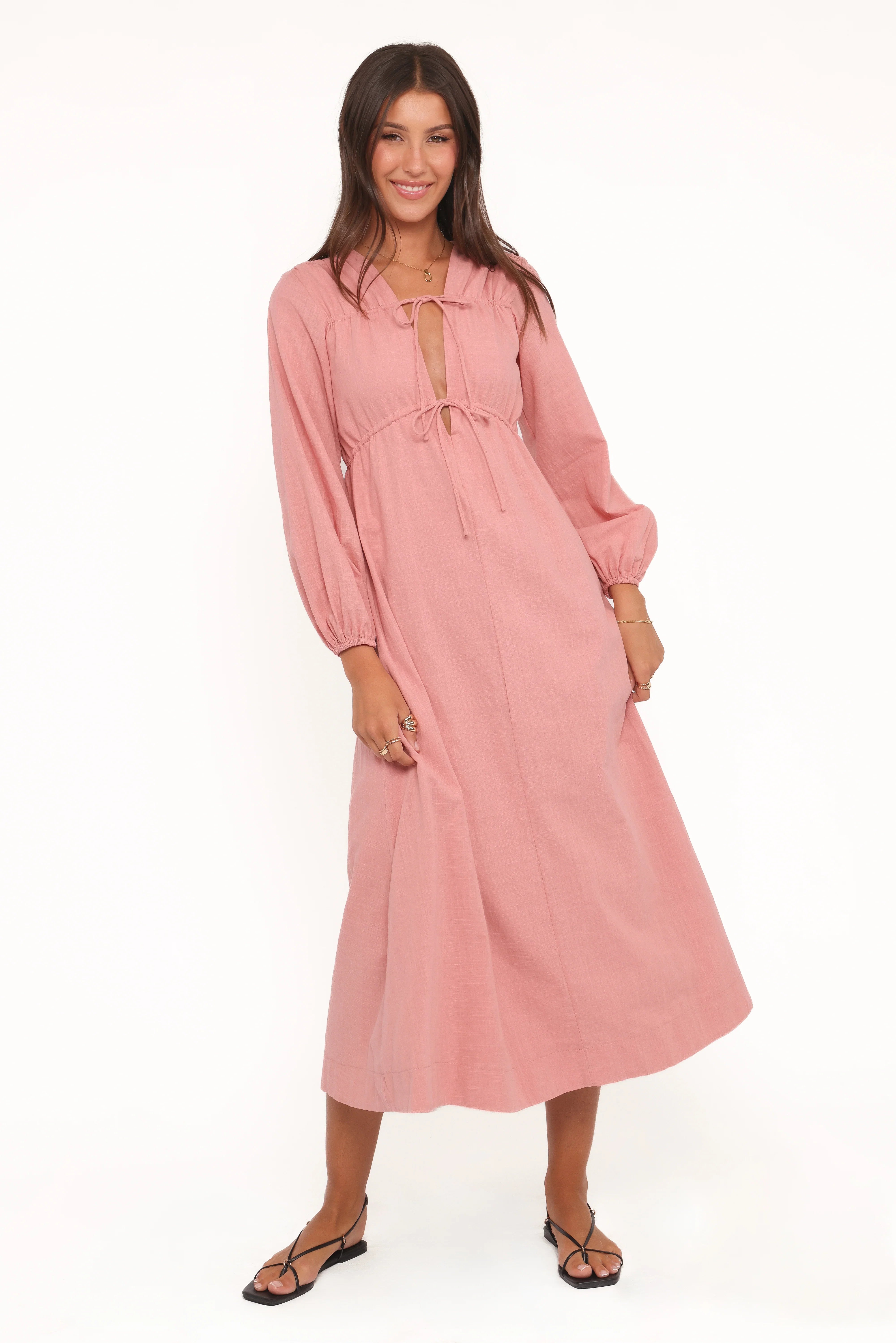 Riven Long Sleeve Maxi Dress Pink