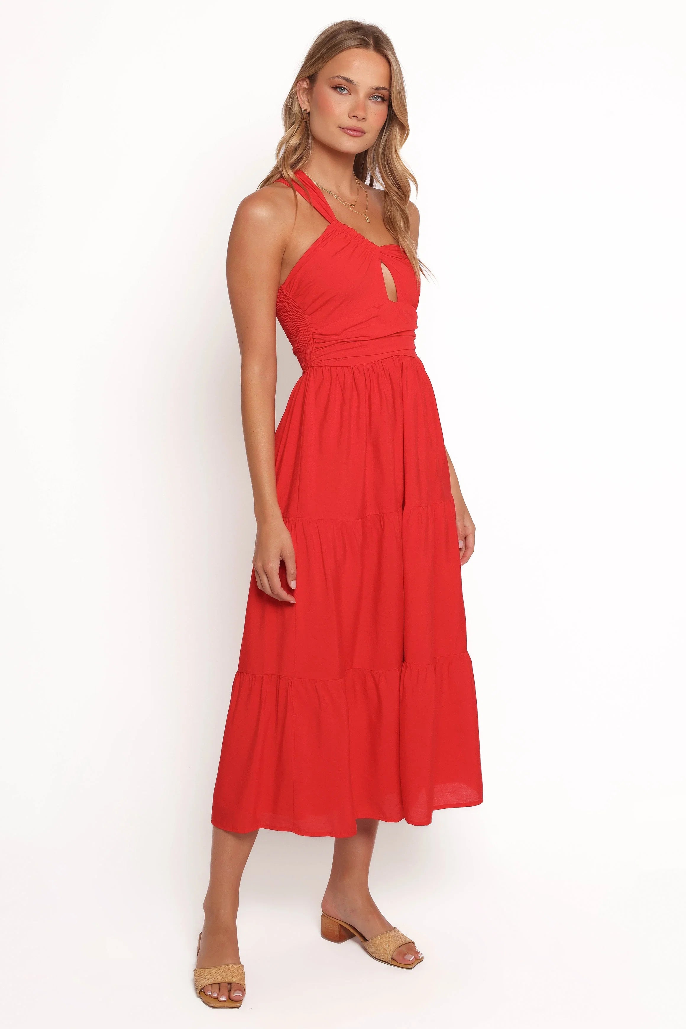 Vinny One Shoulder Maxi Dress Red