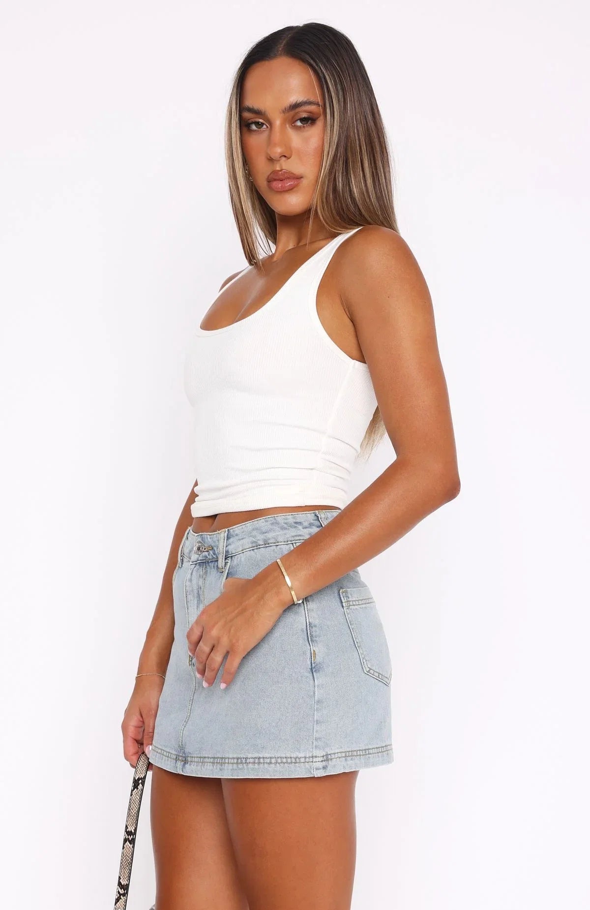 Dont Leave Me Denim Skort Light Blue Wash