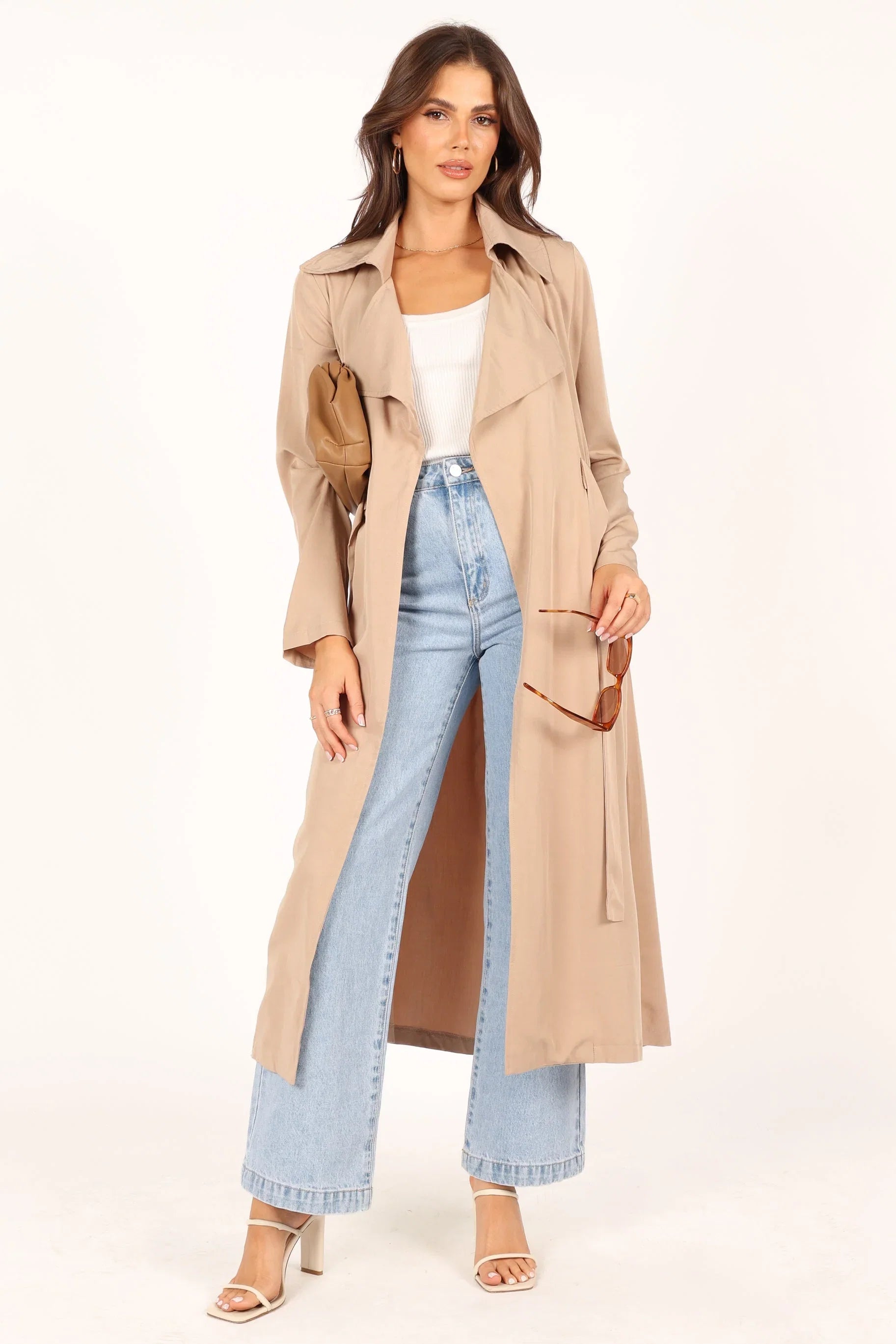 Robyn Tie Front Trench Coat Beige
