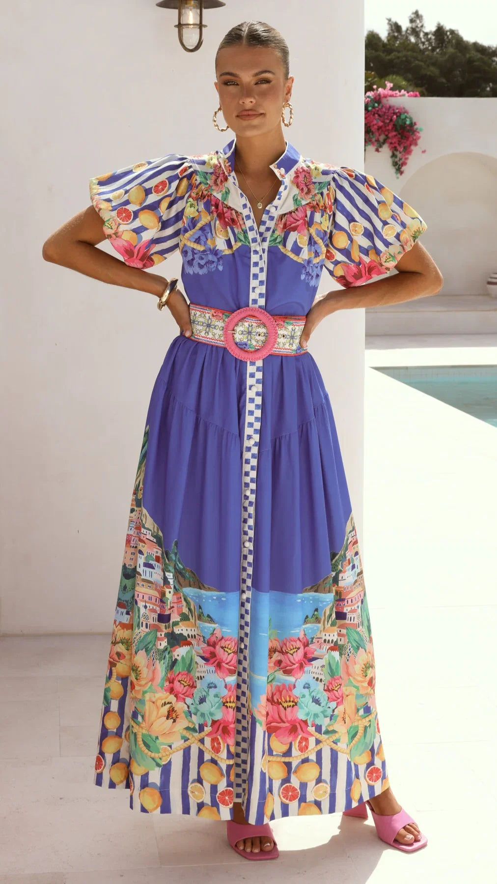 Bloom Maxi Dress Positano Cobalt