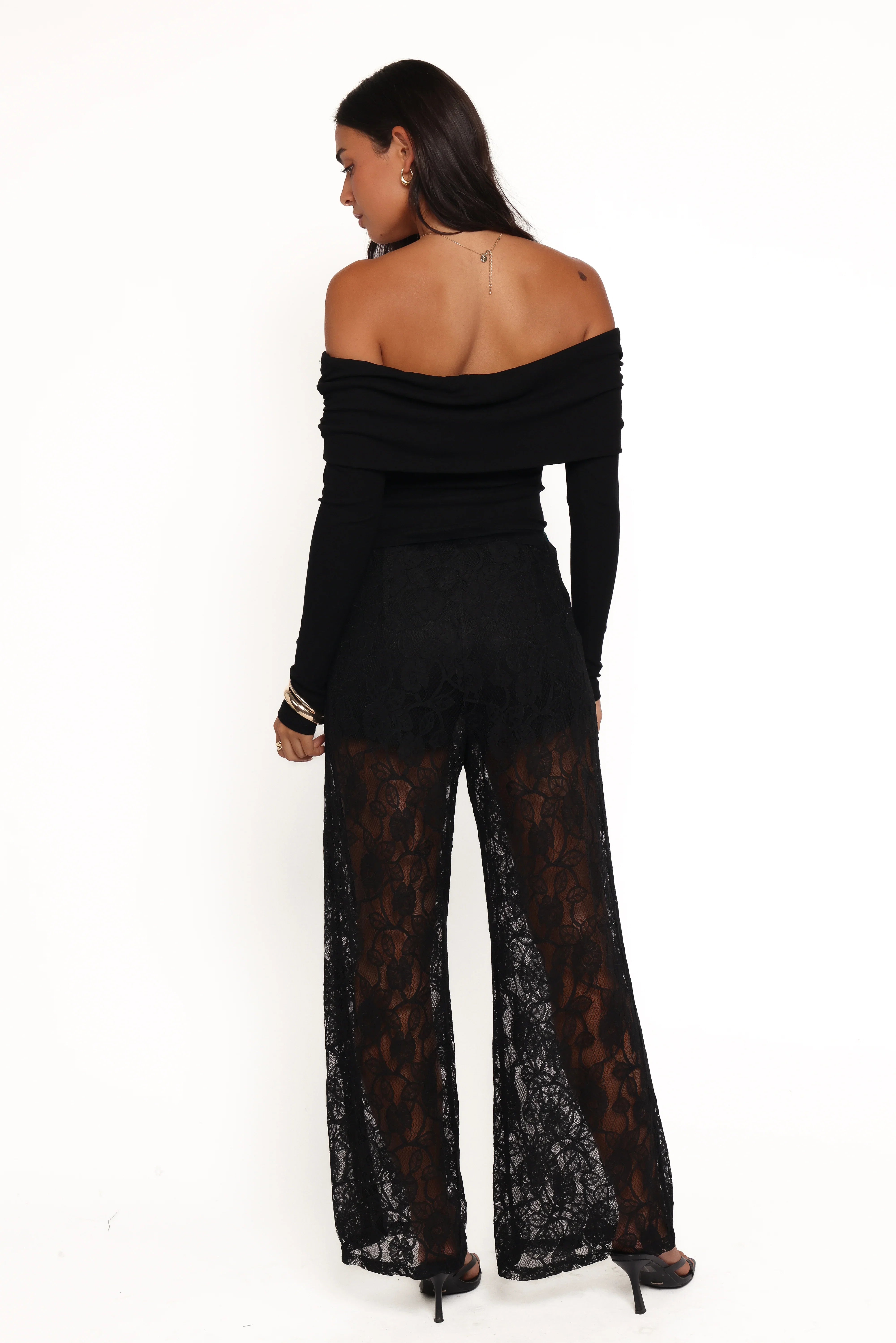 Alina Lace Pant Set Black