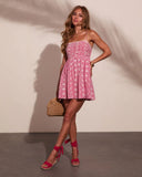 Coastal Air Eyelet Gingham Print Mini Dress