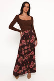 Vivie Midi Skirt Chocolate Floral
