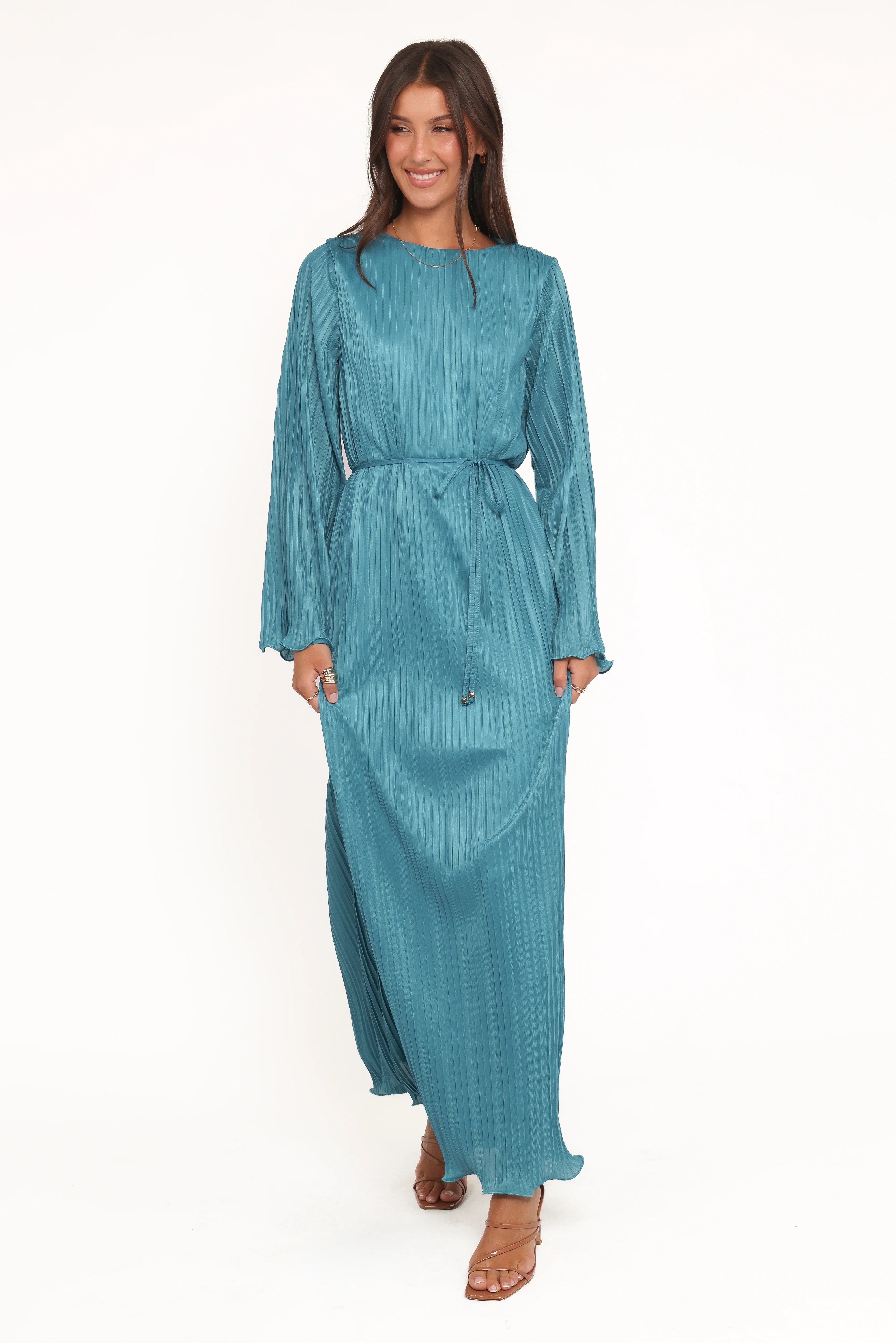 Armena Long Sleeve Maxi Dress Teal
