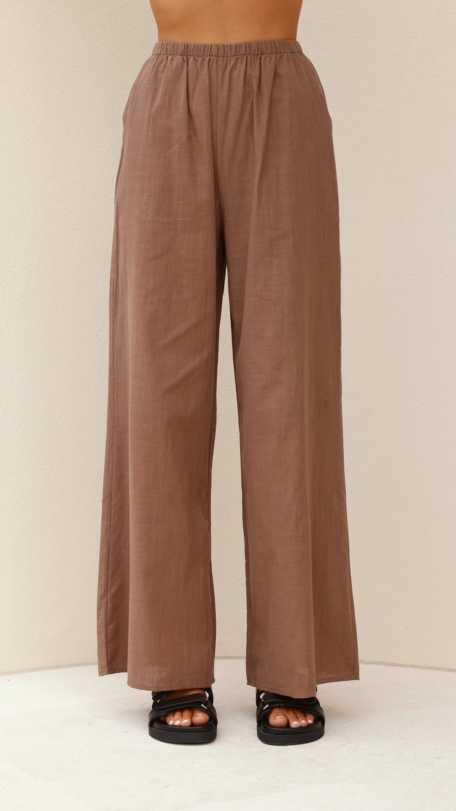 Sharni Strapless Pleat Top and Pants Set Chocolate