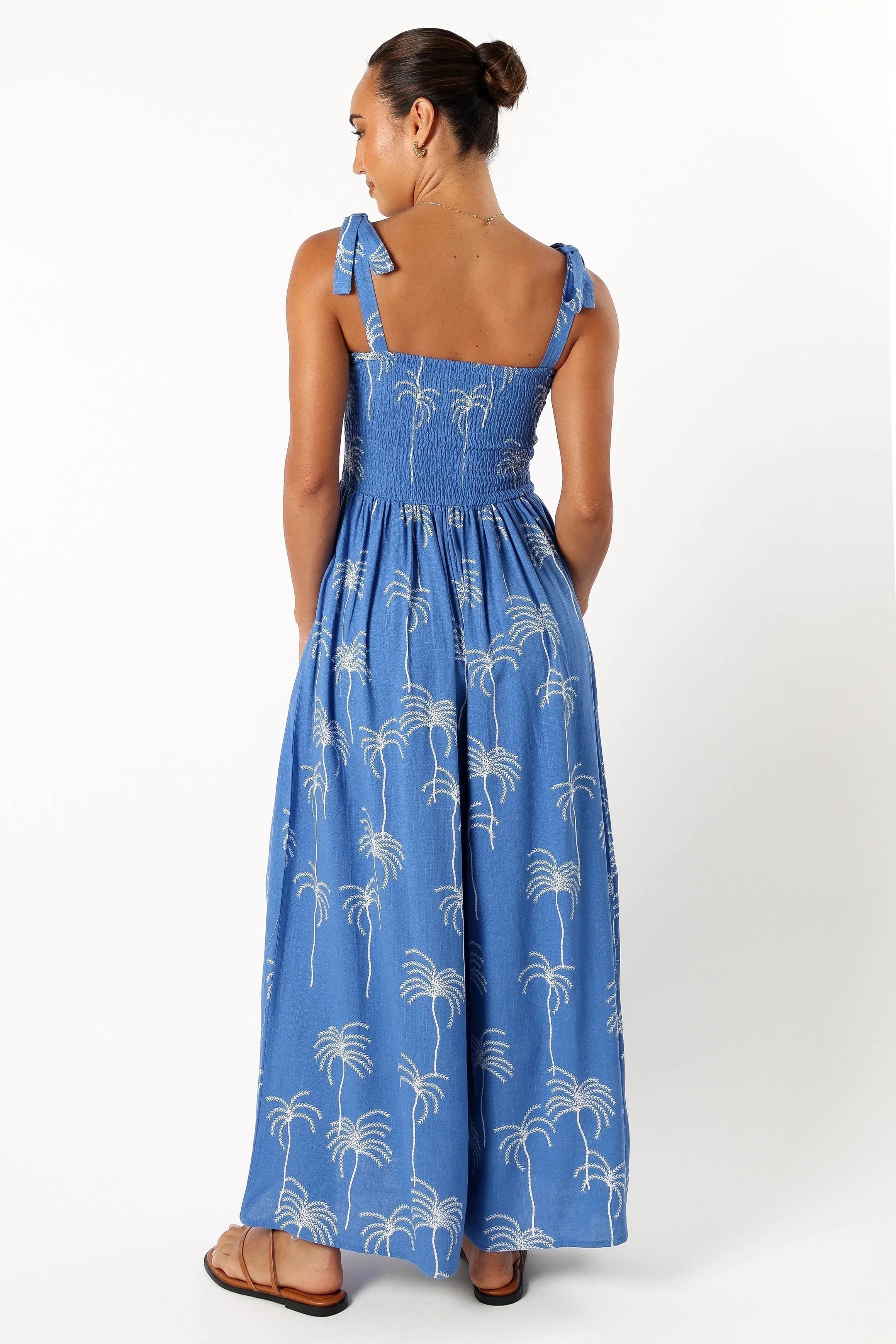 Ginelle Jumpsuit Blue Palm Print
