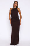 Shes Got That Look Halter Neck Maxi Dress Dark Chocolate