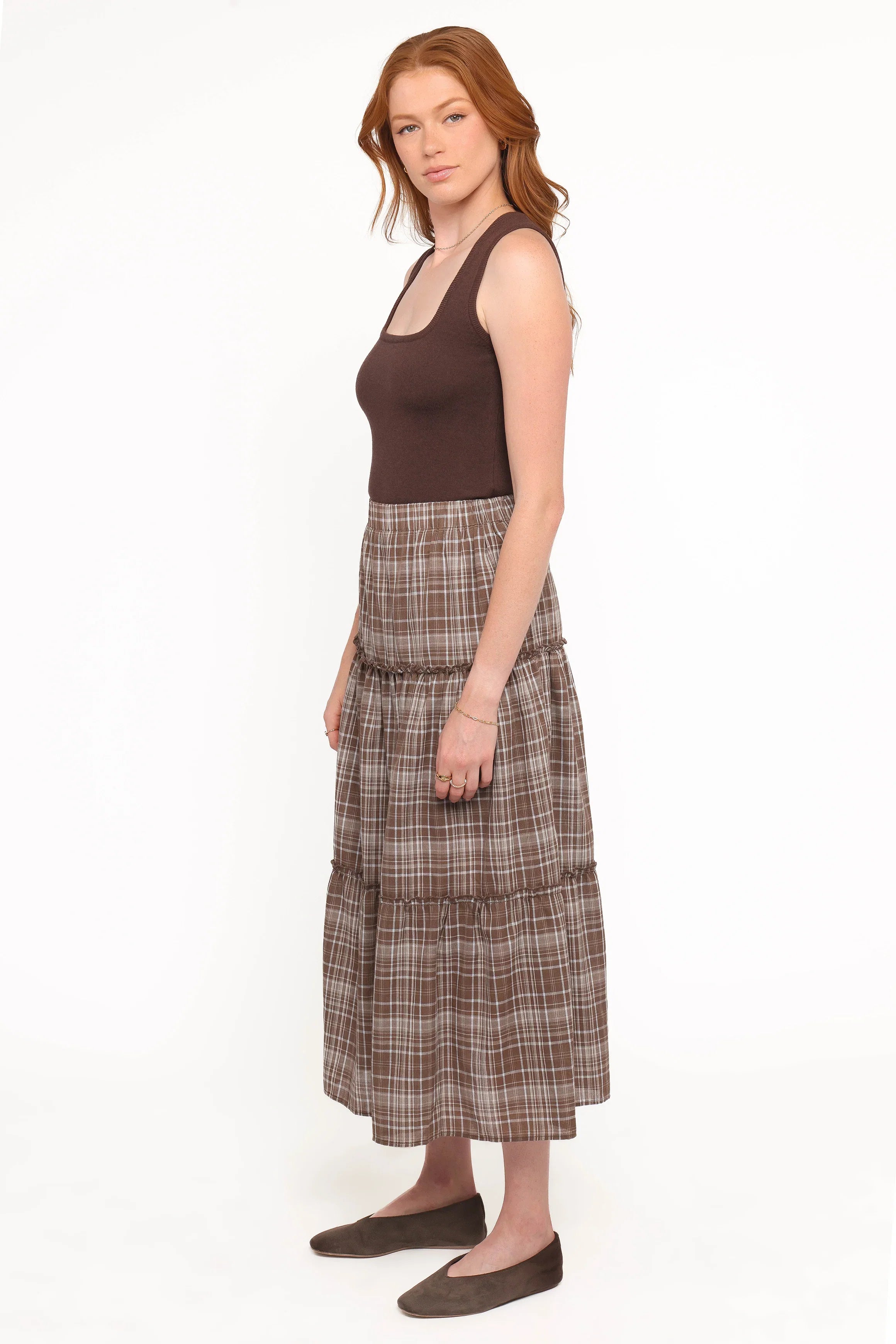 Campbell Tiered Maxi Skirt Juno Check
