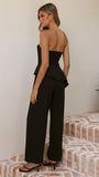 Javana Asymmetrical Top and Pants Set Black