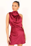 Anabelle Halter Neck Mini Dress Berry