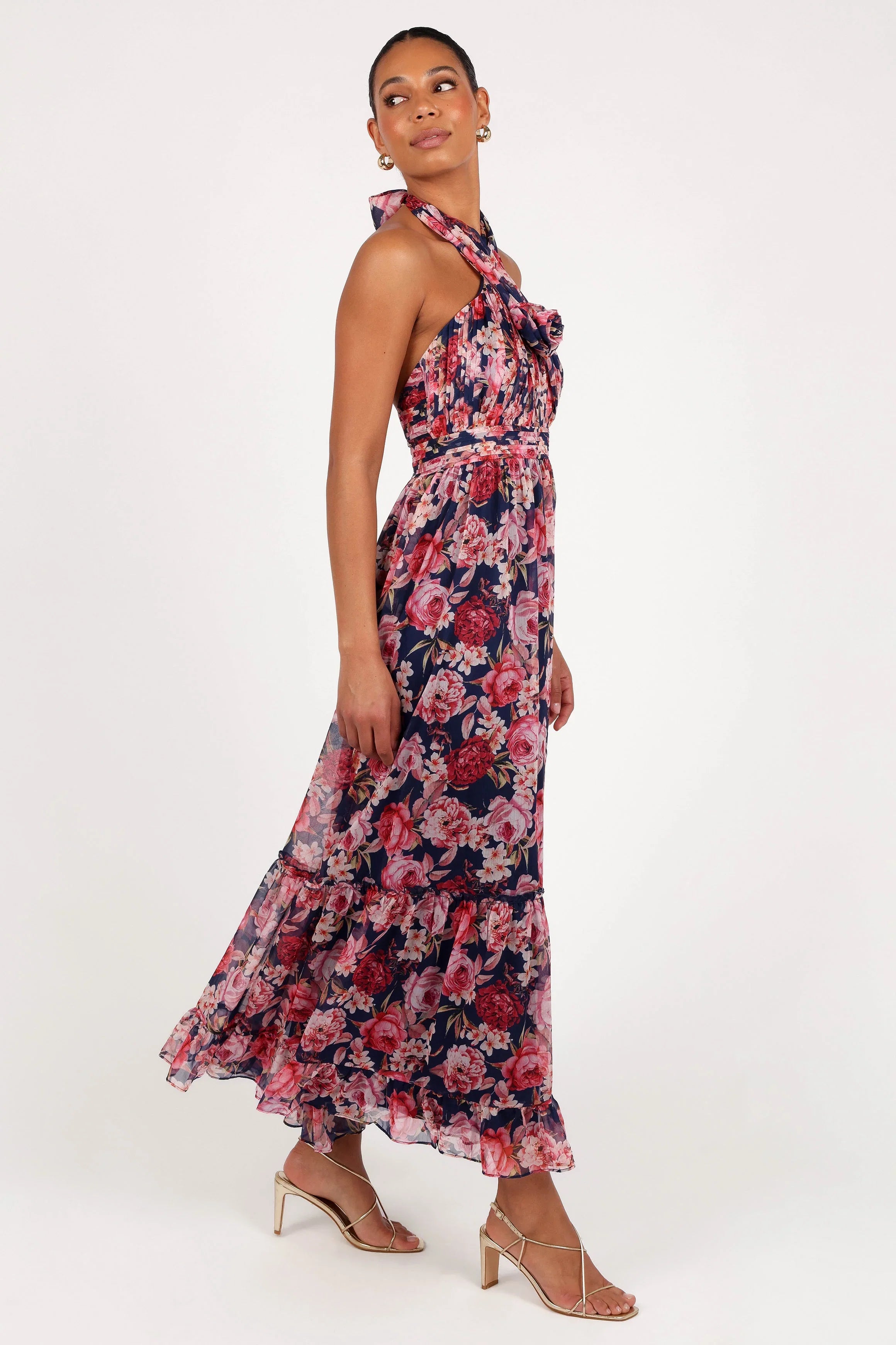 Lennon Halterneck Maxi Dress Navy Floral
