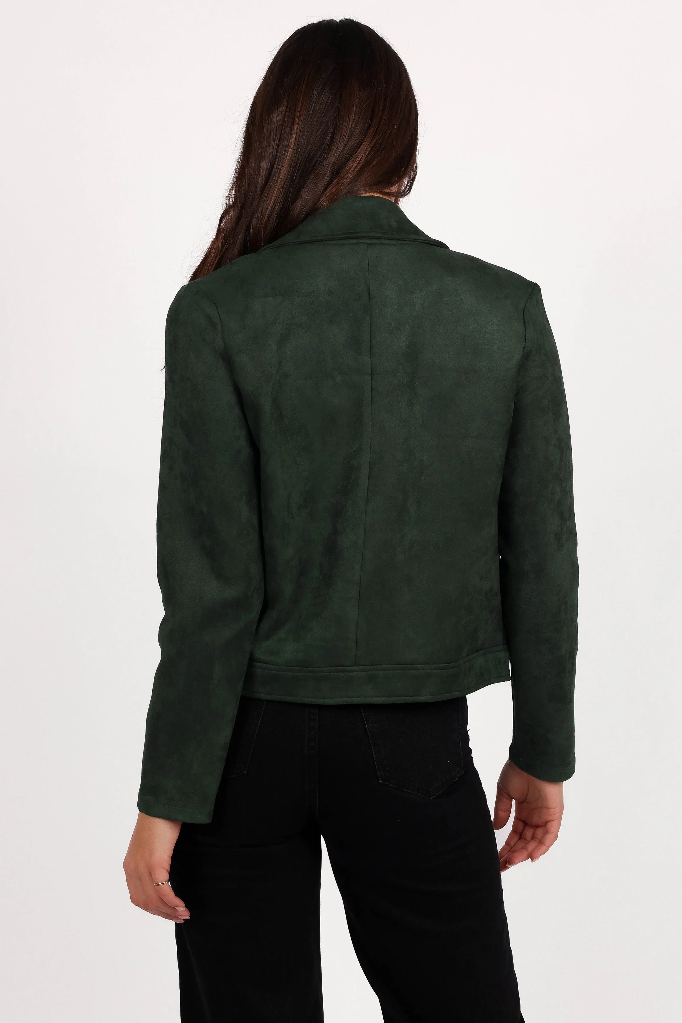 Spencer Faux Suede Moto Jacket Olive