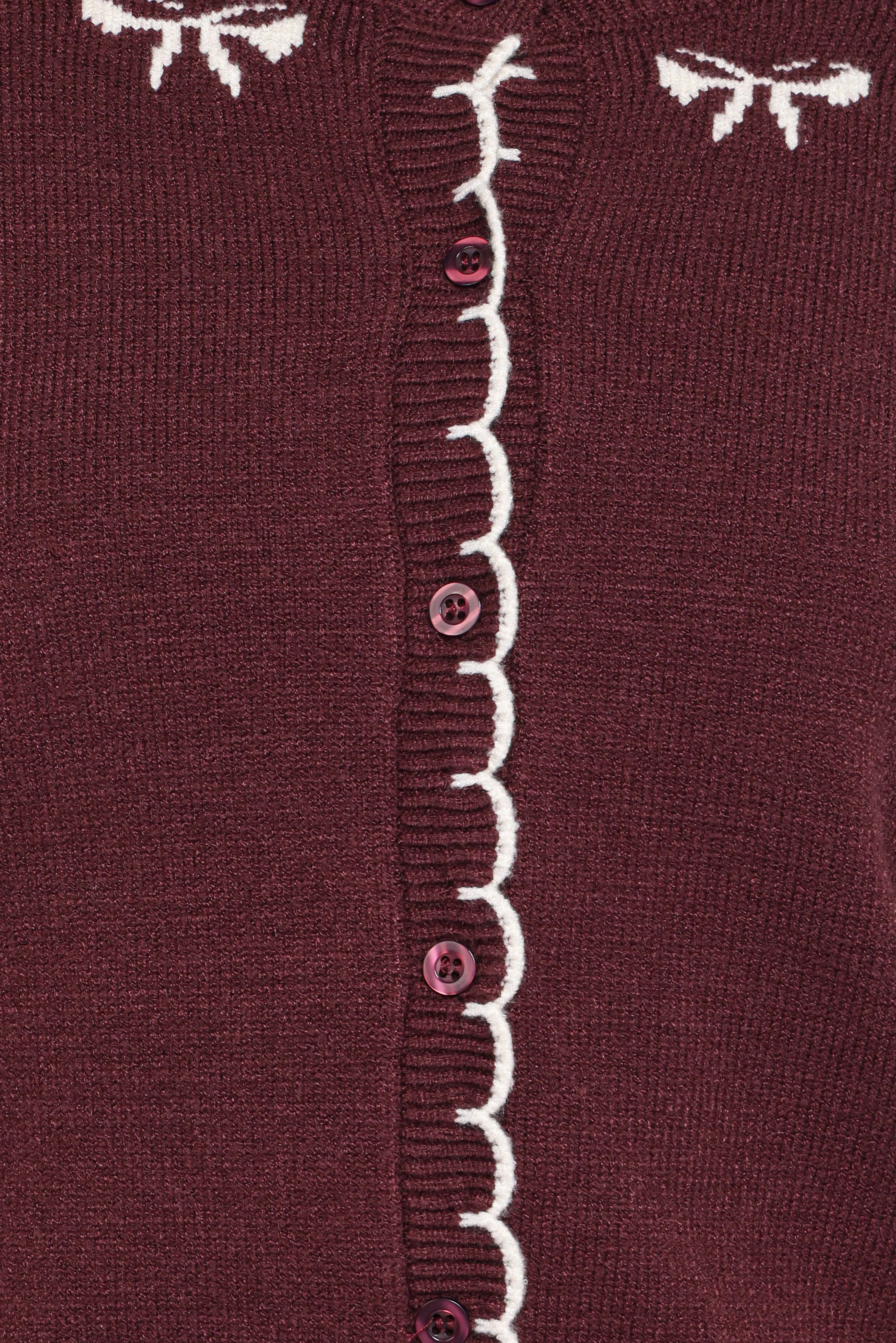 Payton Bow Scallop Cardigan Plum