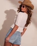 Prairie Pulse Lace Trim Peasant Blouse