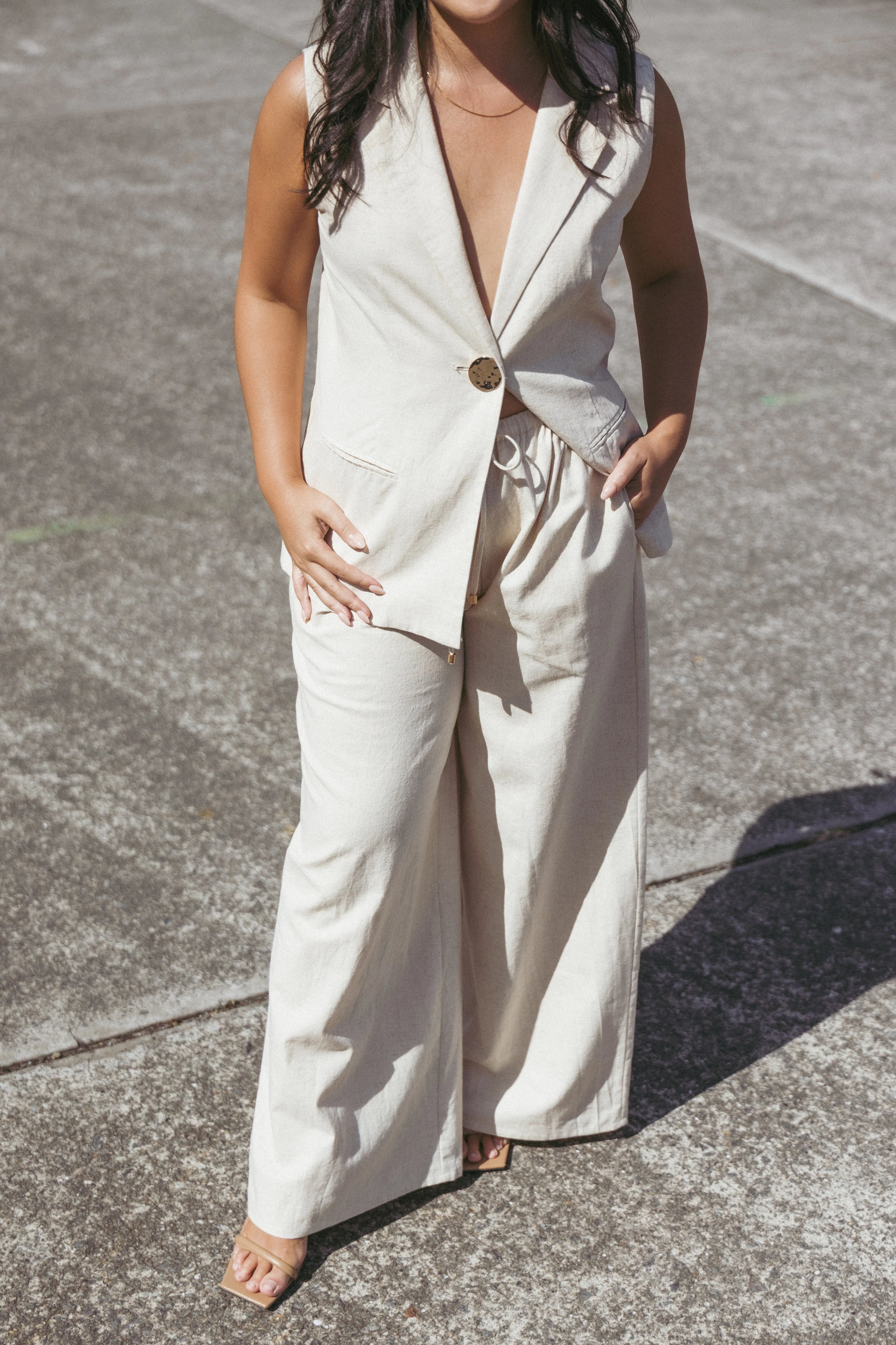 Trula Wide Leg Pant Oatmeal