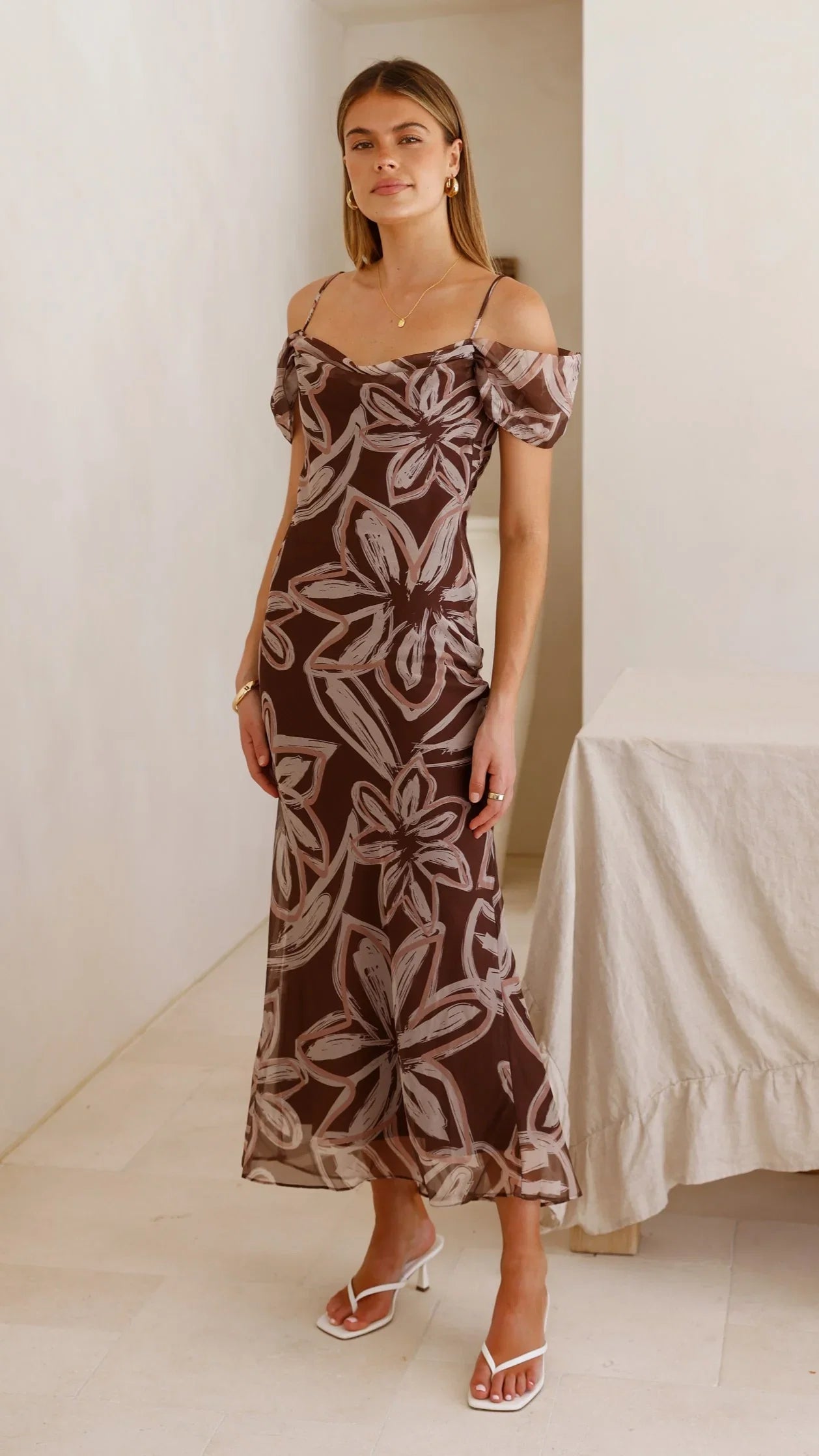 Adrianna Maxi Dress Brown Floral
