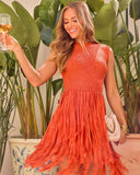 Citrus Serenade Fringe Mini Dress