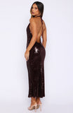 Never Tear Us Apart Sequin Midi Dress Burgundy