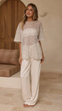 Varni Oversized Sequins Tee Beige