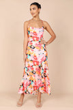 Posse Midi Slip Dress Pink Floral