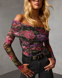 Ashara Printed Off The Shoulder Top