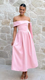 Bentley Off Shoulder Midi Dress Pink