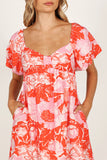 Maggie Mini Dress Pink Red Floral