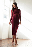 Farrow Long Sleeve Midi Dress Wine