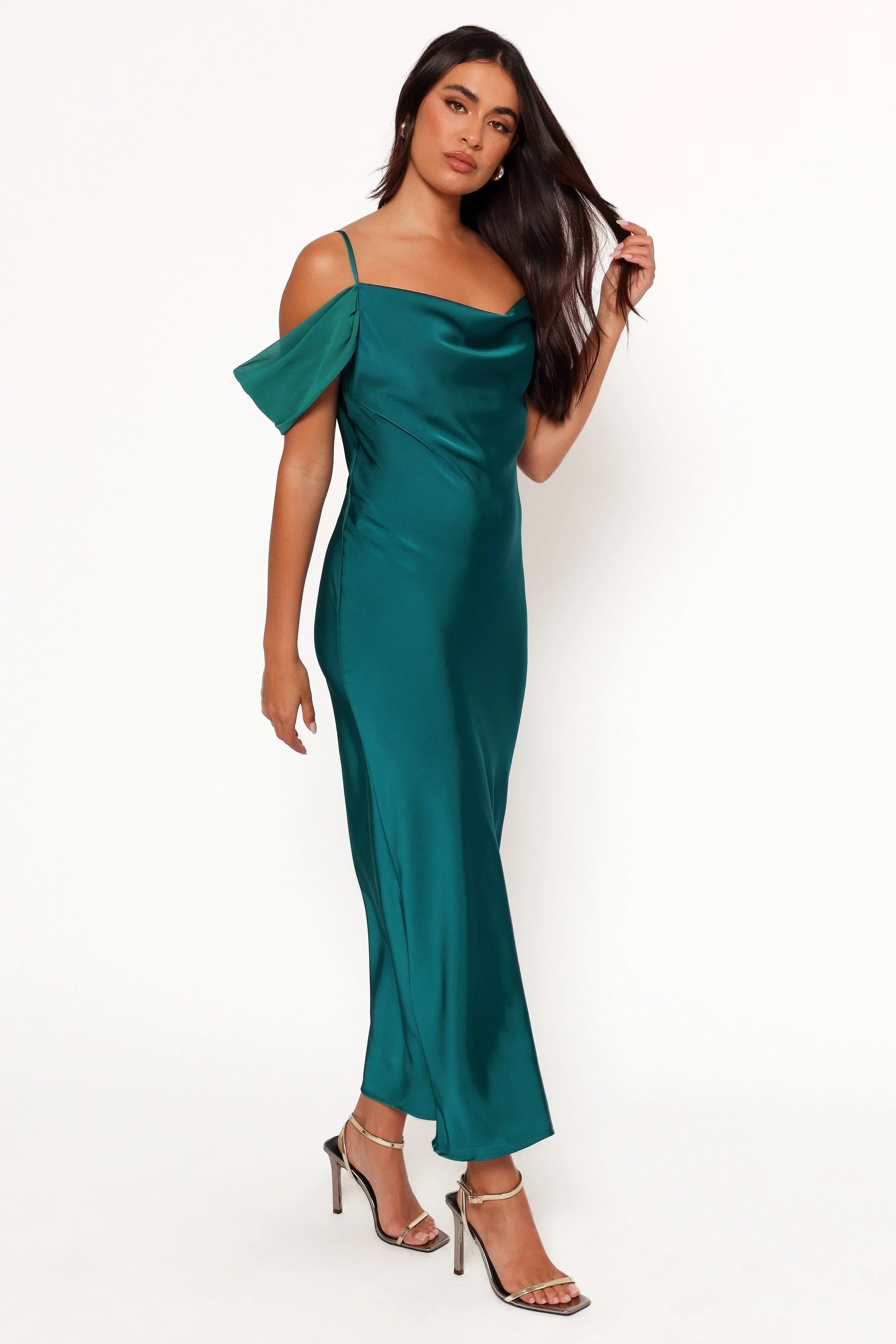Reyna Off Shoulder Maxi Dress Emerald Green