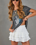 Kissed Honey Tiered Ruffle Lace Mini Skirt