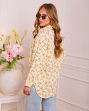 Rosy Dawn Floral Cotton Button Down Top