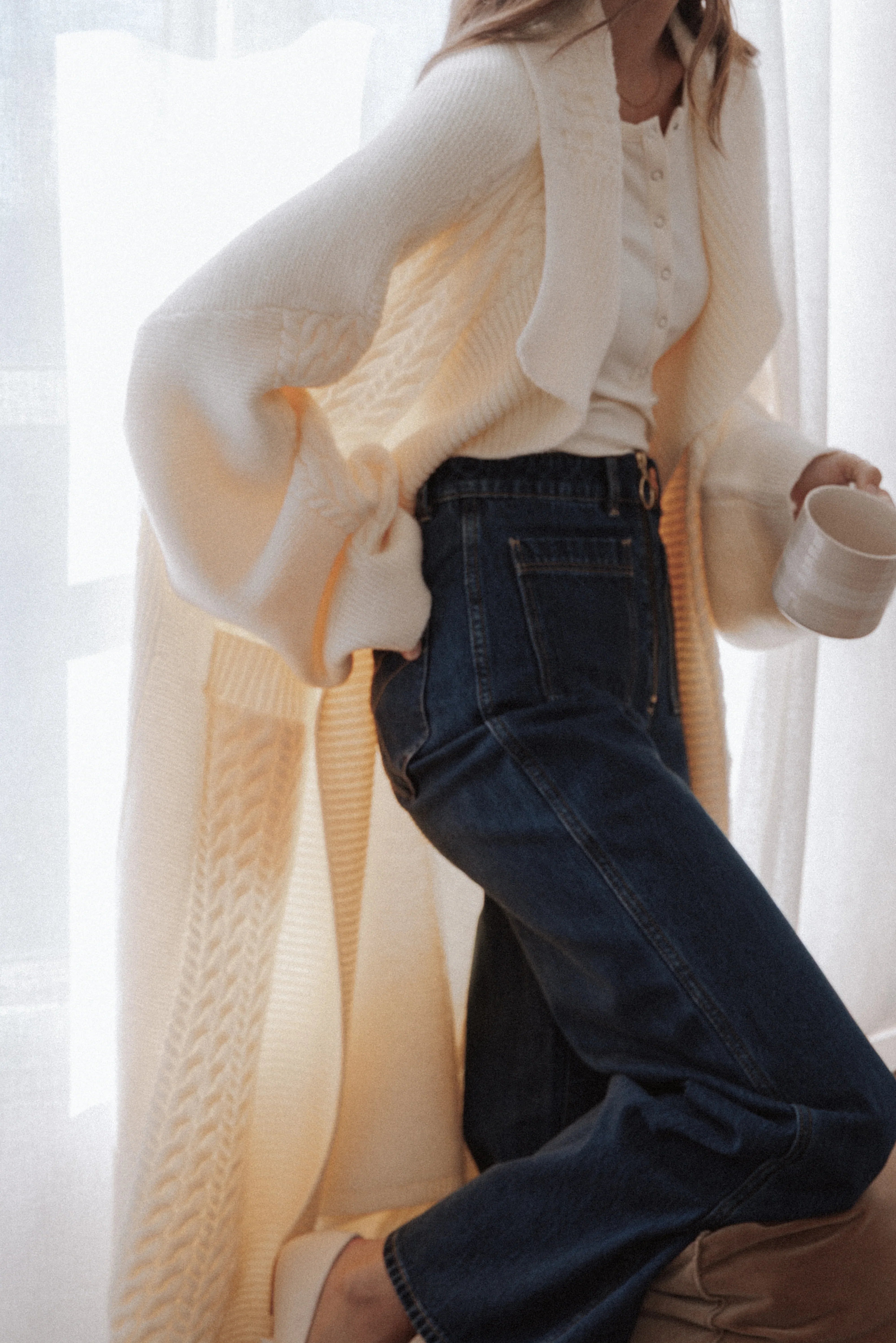 Nova Long Cardigan Cream