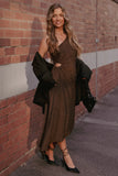 Emma One Shoulder Midi Dress Vintage Gold