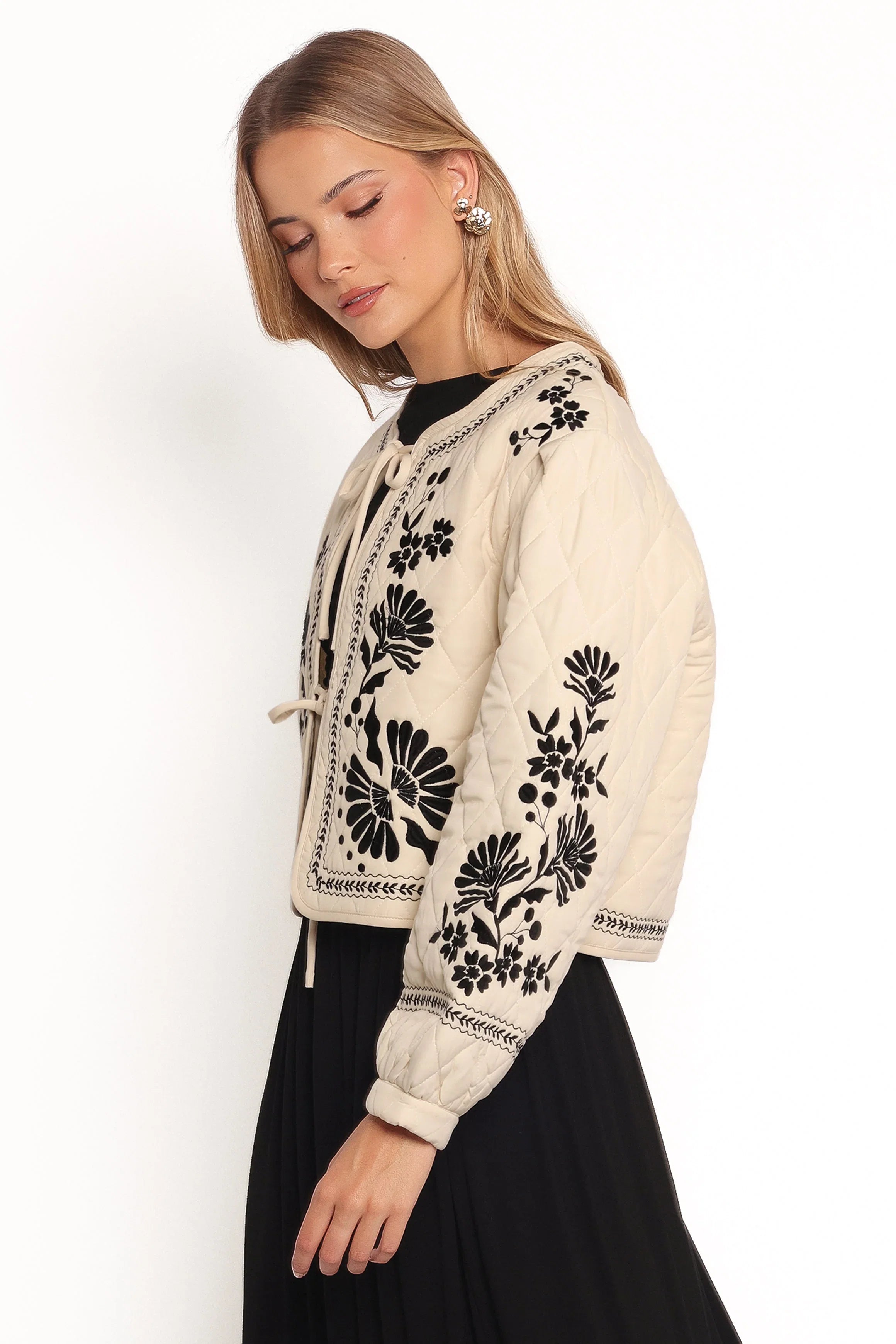 Vako Quilted Embroidered Jacket Light Taupe